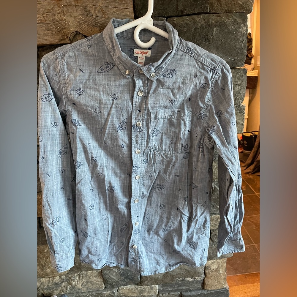 Cat & Jack Chambray Button Down Button Up Shirt with rockets